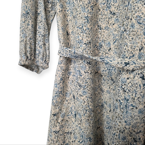 NWT ZARA Dress Medium Blue White Floral Tie Waist Women’s - Picture 6 of 16